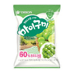 Orion My Gummy Green Grape Jelly 66g package showing colorful gummy candies with green grape flavor in a clear wrapper.