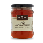 Doi Tung Macadamia Honey jar from the grocery section, featuring a clear label and golden honey inside.