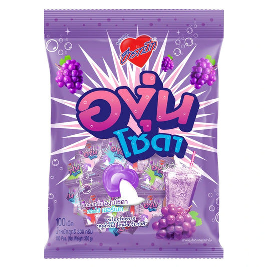HARTBEAT Candy Grape Soda candies in a box, colorful grape-flavored chewy sweets, 100-piece pack for snacking or gifting