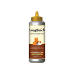 LongBeach Salted Caramel Sauce 350ml bottle with caramel drizzle and label, ideal for desserts and sweet treats.