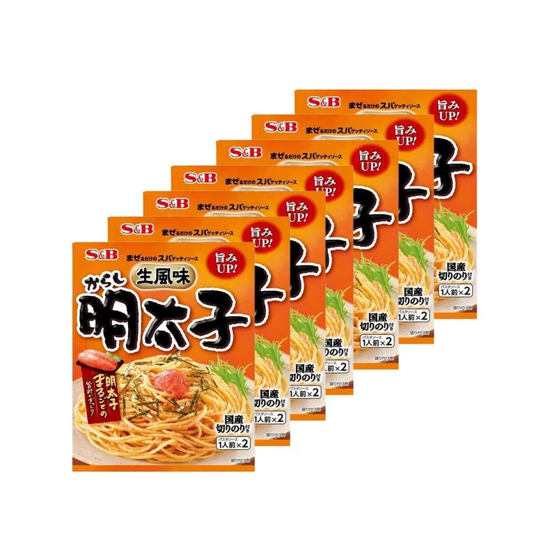 S & B Instant Karashi Mentaiko Fish Roe Spaghetti Sauce sachets, Japanese-style seafood flavor, 7-pack, 53.4g each