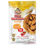 Chaolay Crispy White Sardine sweet chilli confectionery snack in a bright package, showcasing the snack's crispy texture and vibrant colors.