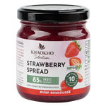 Khaokho Selection strawberry spread jar with a label, showcasing a delicious strawberry fruit spread for breakfast or snacks.