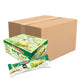 Grinny green tea coated snack filled with green tea cream, 15g box containing 12 pieces, shown in a close-up image.