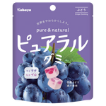 Kabaya Pureral Grape confectionery snacks in colorful packaging, featuring a vibrant grape flavor illustration.