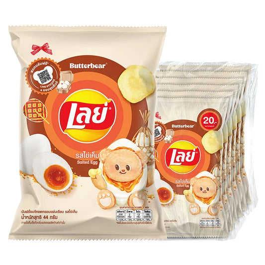Lay's Classic Salted Egg snack pack, 44g x6, featuring crispy potato chips seasoned with salted egg flavor.