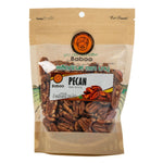 Raw pecan nuts from Baboo in a clear bowl, showcasing their natural, crunchy texture as a delicious confectionery snack.