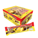 Chocolate-coated snack filled with banana cream in a 15g box, 12-piece pack by GRINNY, shown in the image.