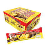 GRINNY chocolate-coated snack filled with banana cream, 15g, dry grocery confectionery treat with creamy banana filling.