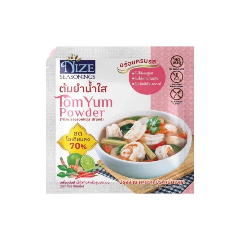 NIZE Clean Seasoning Powder Tom Yum Clear Soup Flavor in a 2NZ container, shown in a close-up image