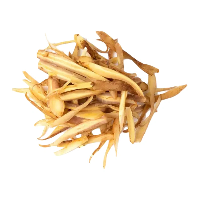 Makro sliced galingale root in 200g package, fresh and sliced for cooking or herbal remedies.