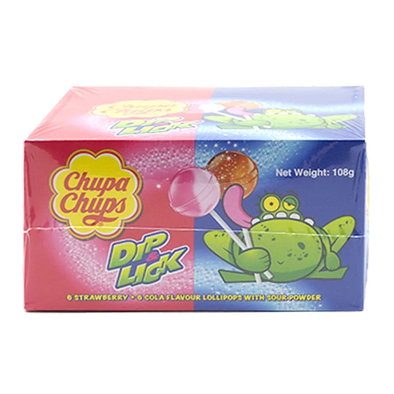 Chupa Chups Dip & Lick Strawberry Cola Flavour Lollipops 9g x12