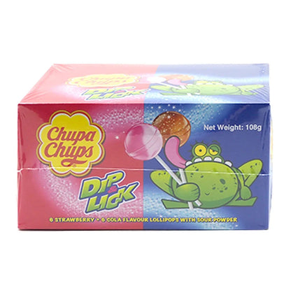 Chupa Chups Dip & Lick Strawberry Cola Flavour Lollipops 9g x12