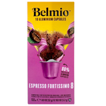 Belmio Espresso Fortissimo coffee capsules, 10-pack, featuring rich, bold espresso capsules for coffee lovers.
