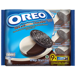 Oreo Dark & White confectionery snacks featuring classic Oreo cookies with dark chocolate and white cream filling.