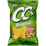 Cc's Corn Chips Original, crispy confectionery snack with colorful candy-coated pieces in a bowl.