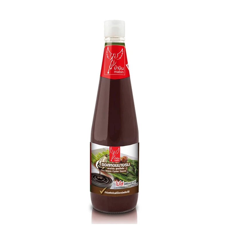 MABIN Oyster Sauce 640g jar with a black lid and label, showcasing the rich, thick sauce inside.
