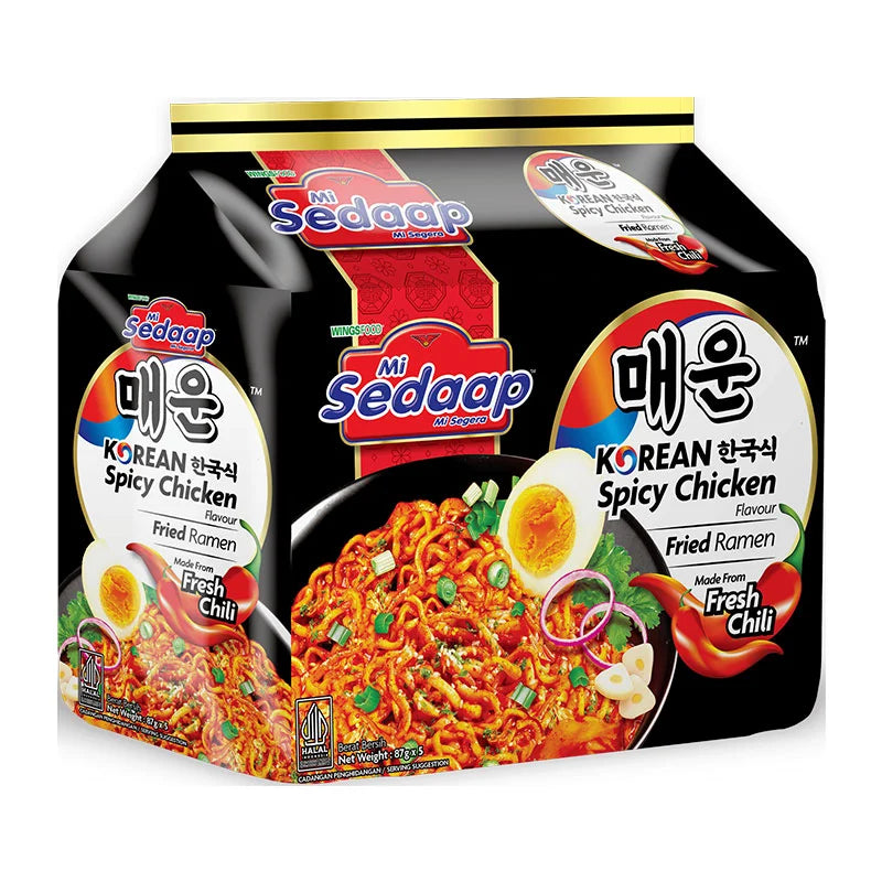 MI SEDAAP Korean Spicy Chicken Fried Ramen . X 5 87g