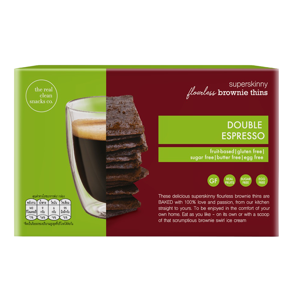 The Real Clean Snacks Co Brownie Thins Double Espresso