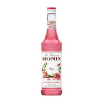 Monin Rose Syrup 700ml bottle, ideal for cocktails and desserts, with a clear label and pink rose flavor branding.