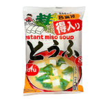 Shinsyuichi instant miso soup with tofu in a 151.2g dry grocery package, showing the miso soup powder and tofu pieces.