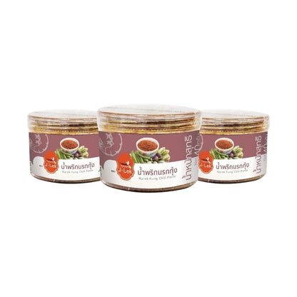 J-lek Jae Lek Shrimp Chili Paste Plastic Jar Pack Of 3 Jars 40g