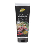 Pure Foods Korean Style Suki Sauce 330g bottle, featuring dark brown sauce with Korean ingredients and branding on the label.
