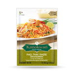 Bottle of Kanokwan Pad Thai Paste for cooking, featuring a label with Thai cuisine branding and a clear view of the product inside.