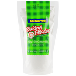 Box of McGarrett Baking Powder, a grocery product with a white and blue label, featuring baking powder branding and packaging details.