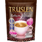 Truslen Coffee Plus Collagen drink pack featuring 15 individual servings in colorful packaging.