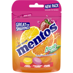 Mentos Resesble Bag Fruit confectionery snacks featuring colorful fruit-flavored candies in a resealable bag.