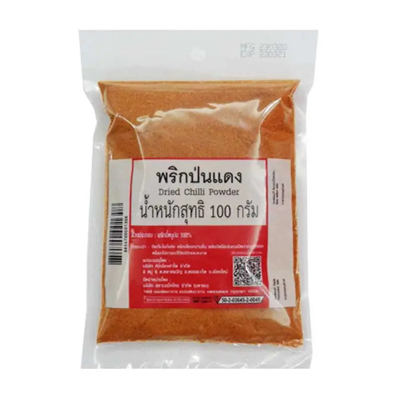 Makro Dried Chili Powder 100g in a clear container, showcasing vibrant red chili flakes ready for cooking or seasoning.