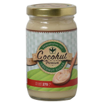Cocohut Premium Coconut Sugar in a natural granulated form, shown in a clear container on a grocery store shelf.