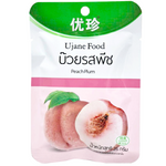 Ujane Peach Plum confectionery snacks in colorful packaging, featuring fresh peach and plum flavors for a sweet treat.