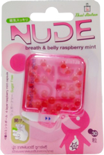Jintan Nude Raspberry Sugar-Free Candy, confectionery snack with raspberry flavor and smooth texture, shown in a close-up image.