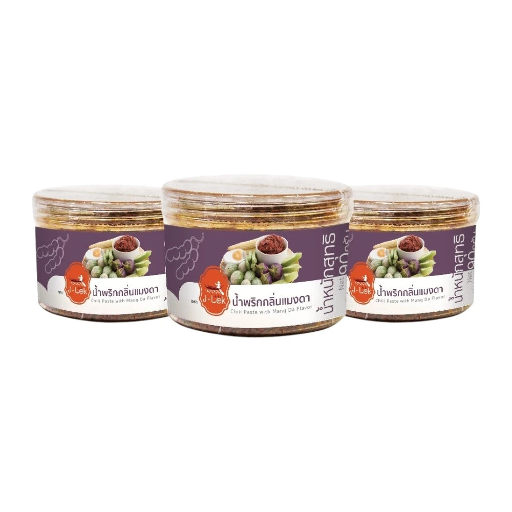 J-lek Jae Lek Maeng Da Chili Paste Plastic Jar Pack Of 3 Jars 90g