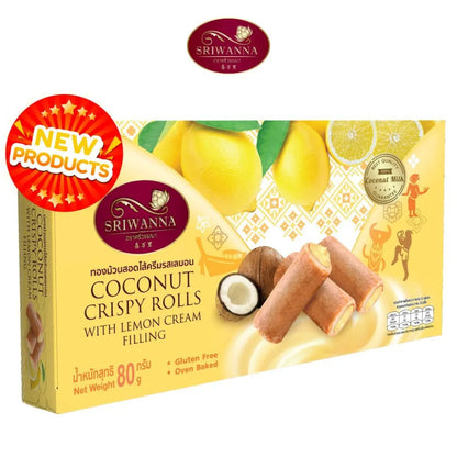 Sriwanna Coconut Crispy Rolls With Lemon Cream Filling 80g