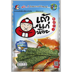 Taokaenoi Fried Seafood Seaweed snack in a clear bag, showing crispy seaweed sheets with seafood flavor.