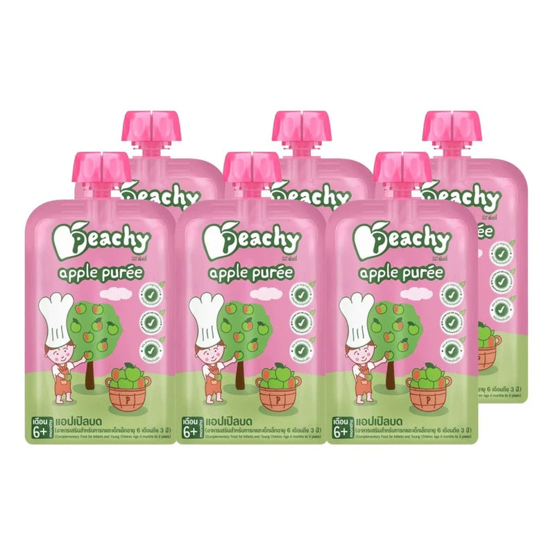 PEACHY Vegetable and Fruit Flavor Snack Pack with 6 bags, colorful packaging, ideal for healthy snacking and fruit-flavored treats.