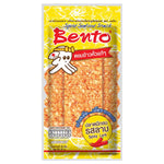 Bento Squid Seafood Snack, a crunchy seafood confectionery snack with squid pieces in a flavorful coating.