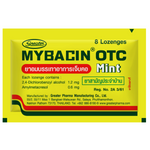 Mybacin OTC Mint confectionery snacks in colorful packaging, showing the mint-flavored candies inside, ideal for freshening breath.