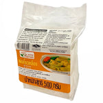 Makro Bangkok Noodle Plain Yellow Wan Ton, 500g, dry grocery product with yellow thin noodle packaging.