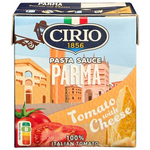 Cirio Tomato with Cheese Pasta Sauce in a jar, showing rich tomato sauce with cheese ingredients, for Italian pasta dishes.