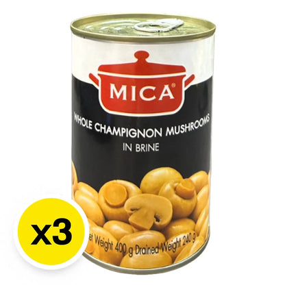 Mica Whole Champignon Mushrooms In Brine 400g x3