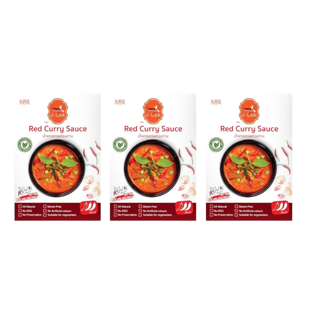 J-LEK Jae Lek Ready-to-eat Red Curry Paste Pack Of 3 Packets 250g