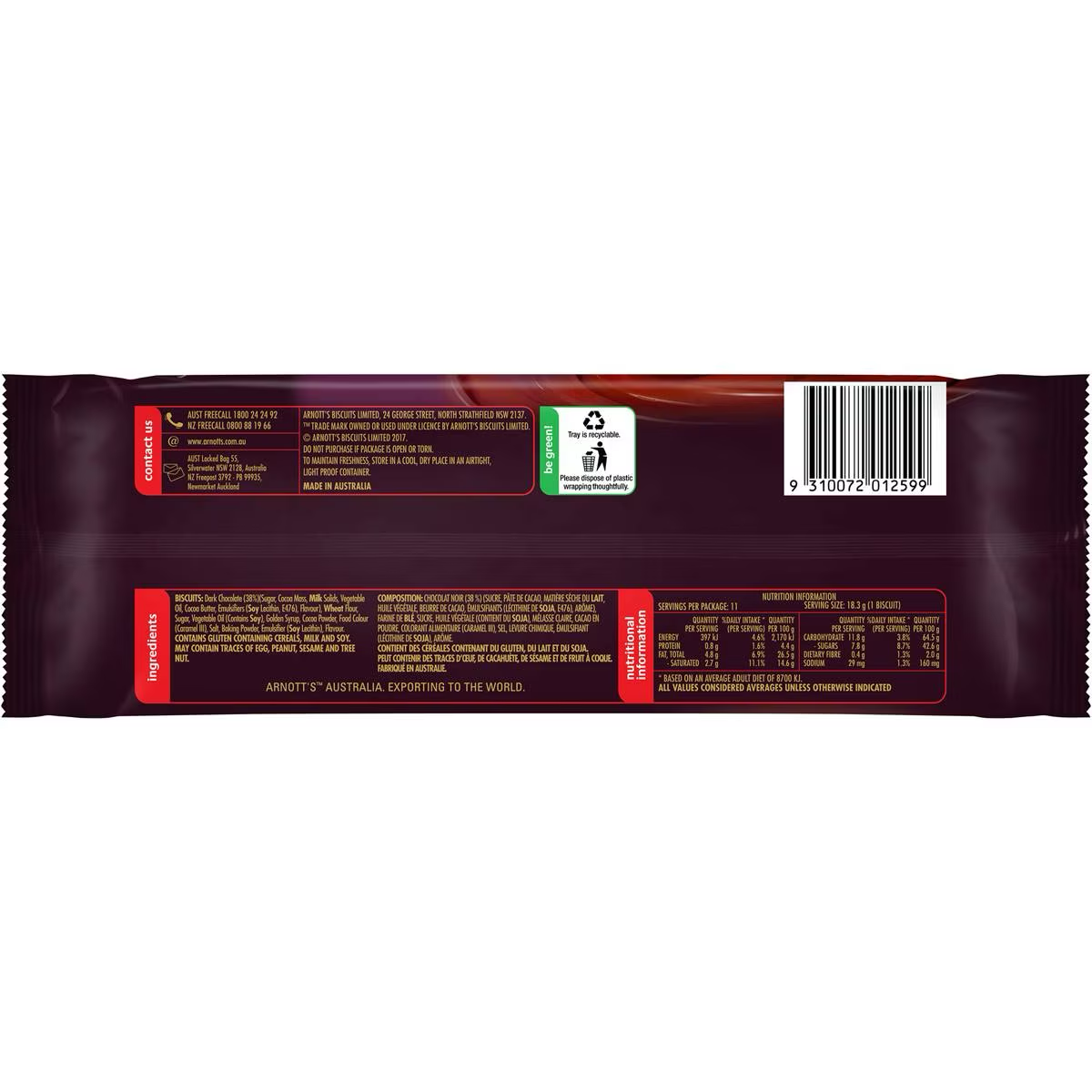 Arnott's Tim Tam Dark Chocolate Biscuits