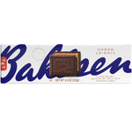 Bahlsen Leibniz Choco Dark confectionery snacks featuring crispy biscuits topped with rich dark chocolate.