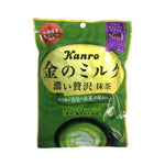 Kanro Matcha Milk Candy 61g, Japanese snacks confectionery with green tea and milk flavor, wrapped candies in a colorful package.