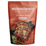 Amazin'Graze Coconut Kaya Granola in a bowl, showing toasted granola with coconut and kaya flavors on a white background.