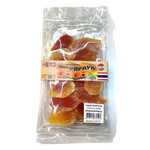 Dehydrated papaya slices from Bn Fruit confectionery snacks, showcasing vibrant orange dried fruit pieces on a white background.
